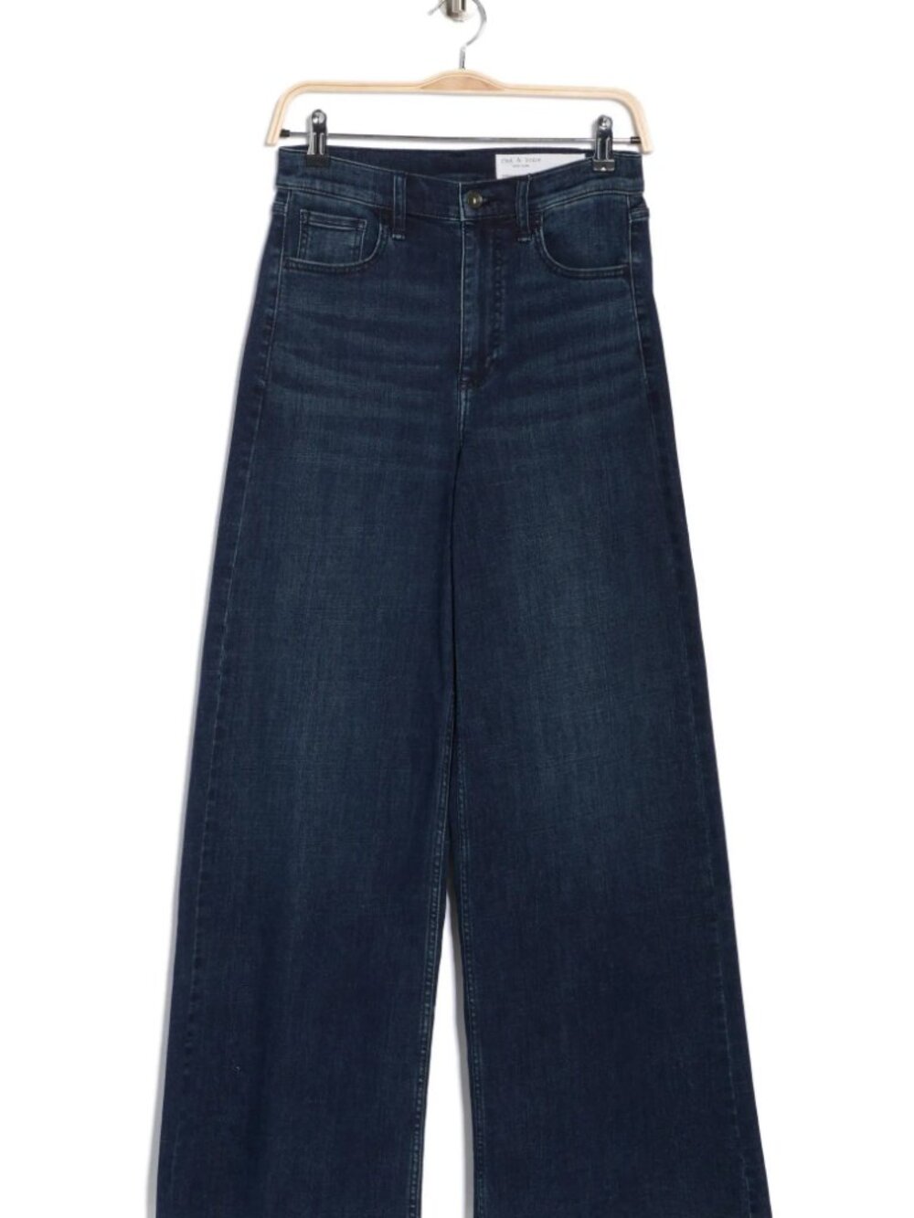 rag & bone Serena Darkwash High-Rise Raw-Hem Wide-Leg Jeans Size 25 - Picture 3 of 5